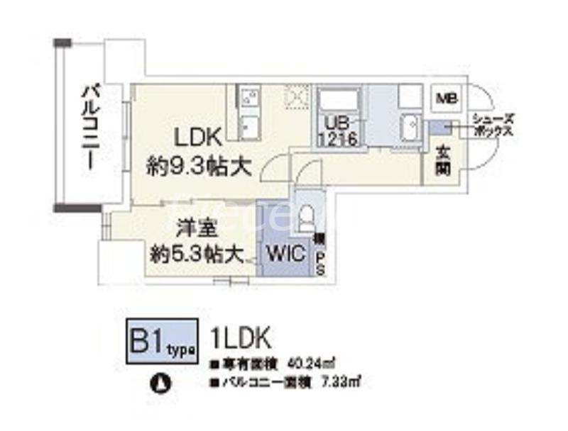 ドミツィール福(1LDK/10階)の間取り写真