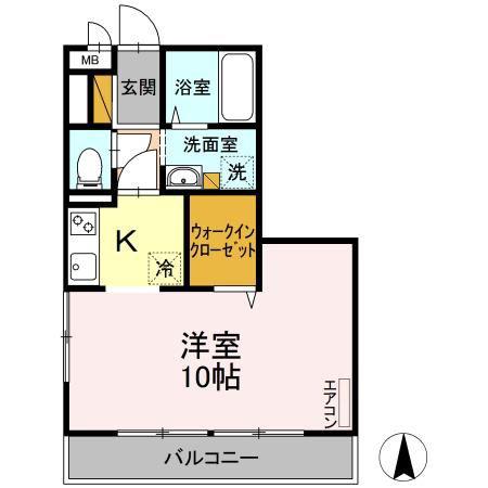アルファタウン天王台(1K/2階)の間取り写真