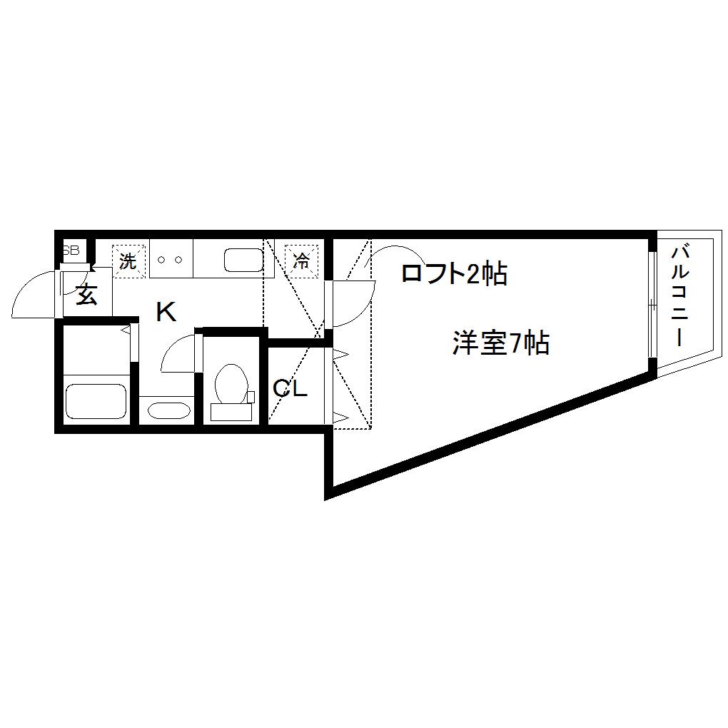 SUMICA(1K/1階)の間取り写真