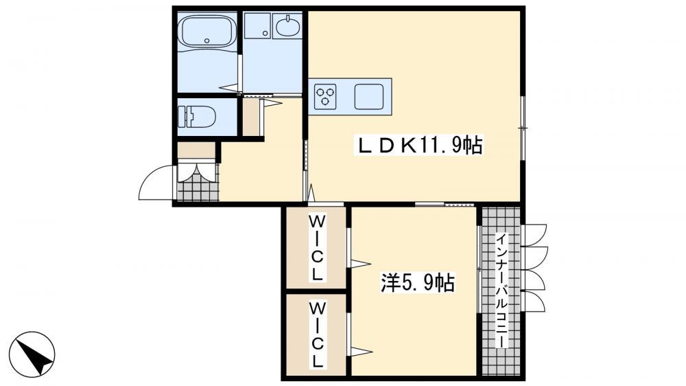 筑豊電気鉄道 今池駅(福岡) 徒歩14分 2階建 築10年(1LDK/2階)の間取り写真