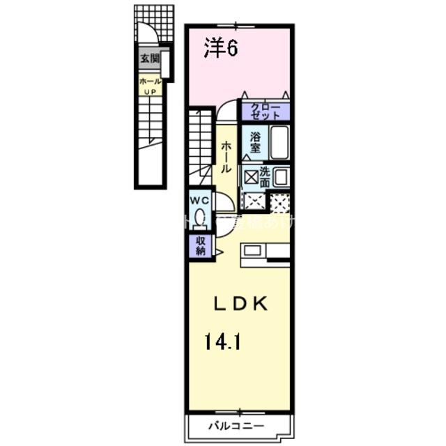 パーク・イーストII(1LDK/2階)の間取り写真