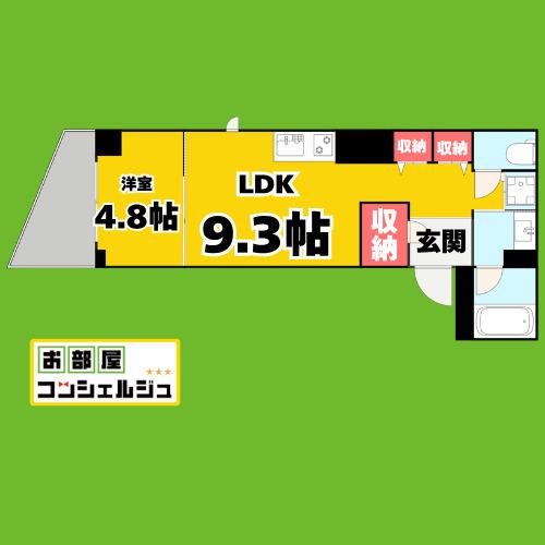 セノアタワー泉(1LDK/2階)の間取り写真