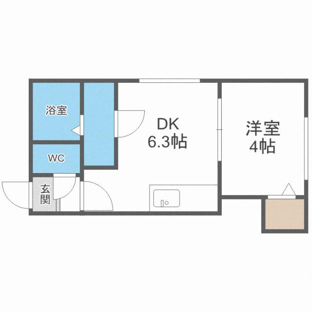 クリエート北23(1DK/3階)の間取り写真