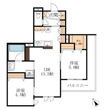 フランメゾン武蔵浦和(2LDK/3階)の間取り写真