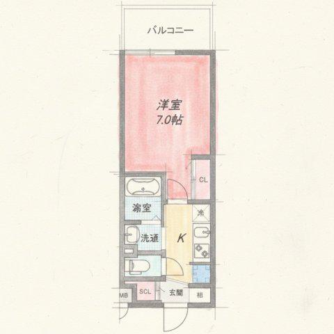 LUXE新大阪Ⅵ(1K/7階)の間取り写真
