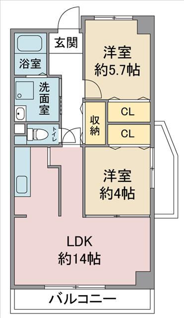シャルマン高社(2LDK/4階)の間取り写真