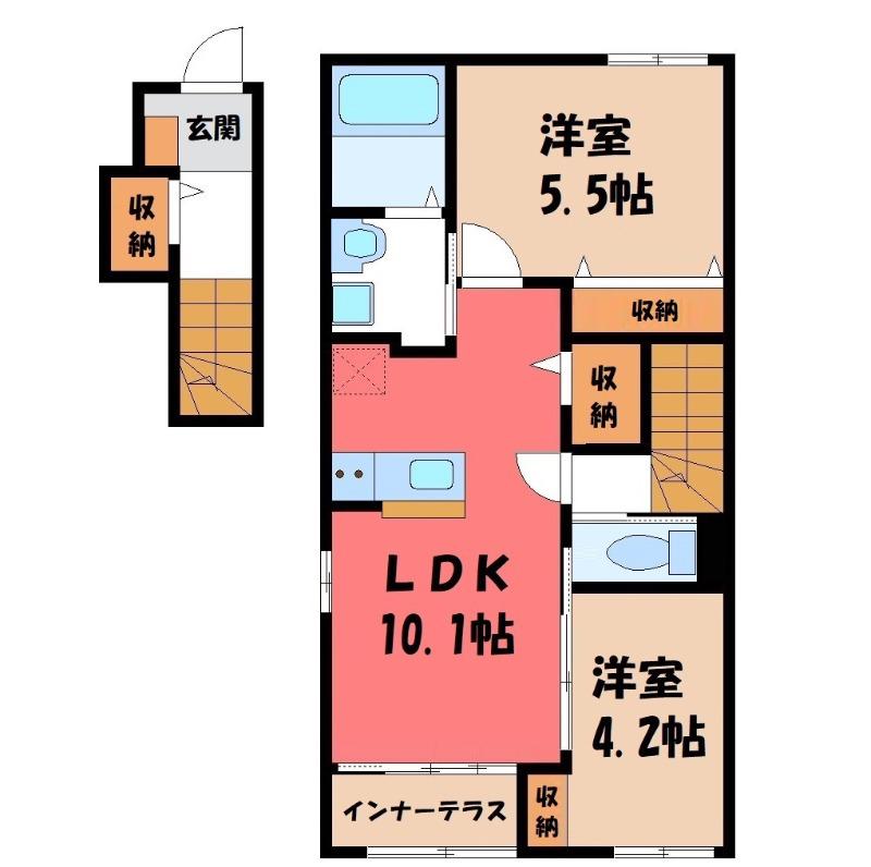 ソラーレ(2LDK/2階)の間取り写真
