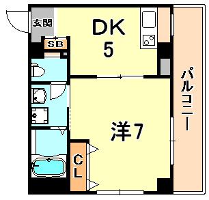 セレブコート2(1DK/2階)の間取り写真