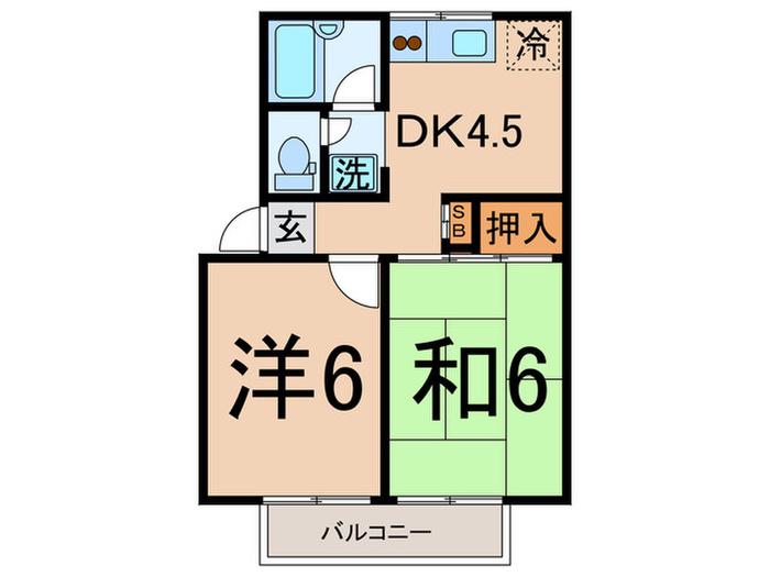コーポ西郡(2DK/2階)の間取り写真