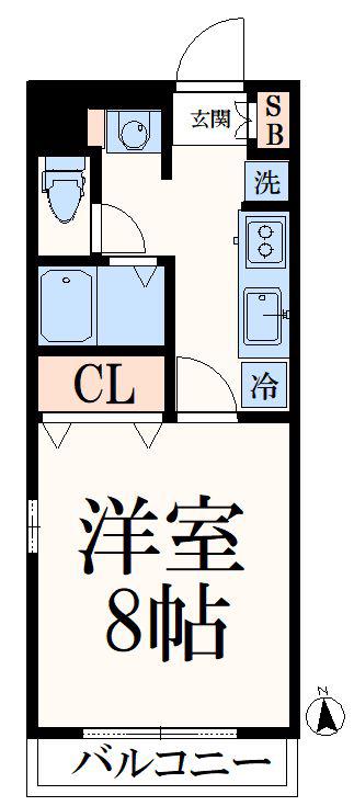 ル・シュマン永山(1K/2階)の間取り写真