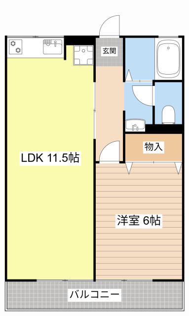 ルミエール(1LDK/2階)の間取り写真