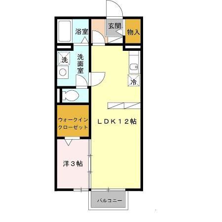 カサベルデB棟(1LDK/1階)の間取り写真