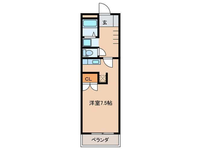 クロスローズ氷川(1K/2階)の間取り写真