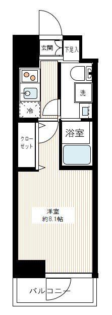 REALIZE千住大橋(1K/8階)の間取り写真