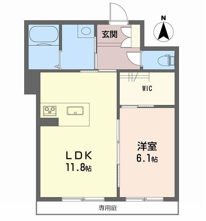 ベルエトワール南江戸(1LDK/1階)の間取り写真