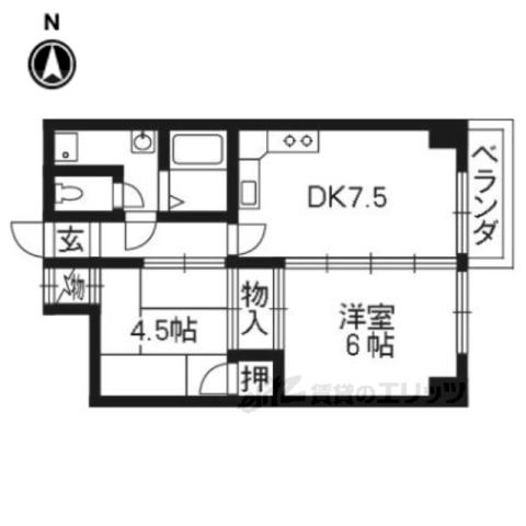 AMS桃山(2DK/4階)の間取り写真