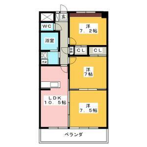 はなみずき(3LDK/4階)の間取り写真
