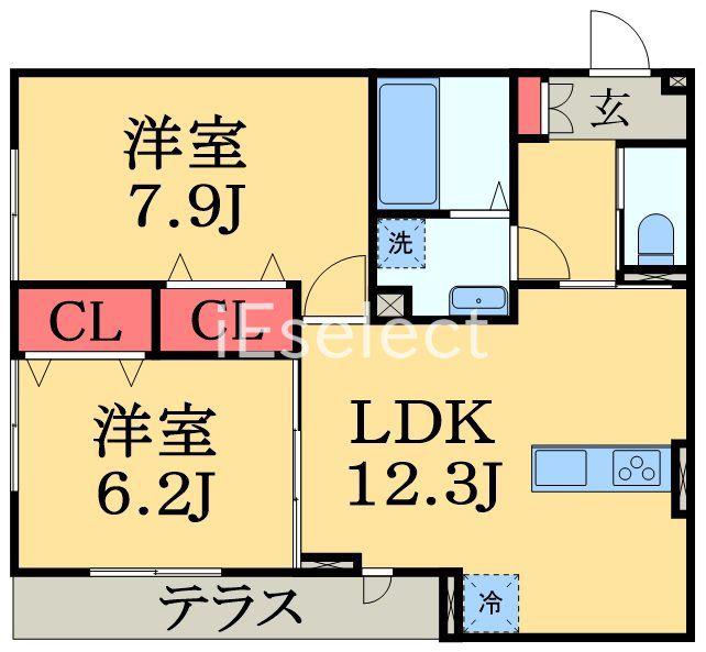 D-ROOM君塚IA(2LDK/1階)の間取り写真
