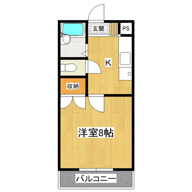 シャロームI(1K/2階)の間取り写真