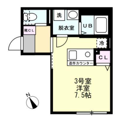 ベイルーム本厚木ルミナス(ワンルーム/1階)の間取り写真