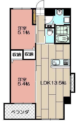 MDIフォレストガーデン三ヶ森(2LDK/6階)の間取り写真