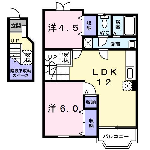 ジャルディーノ・K(2LDK/2階)の間取り写真