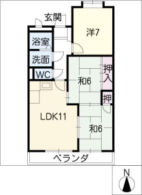 ブルッシュフィールド2(3LDK/2階)の間取り写真