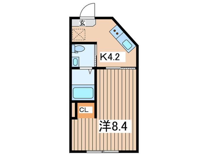 パピヨンIV(1K/1階)の間取り写真