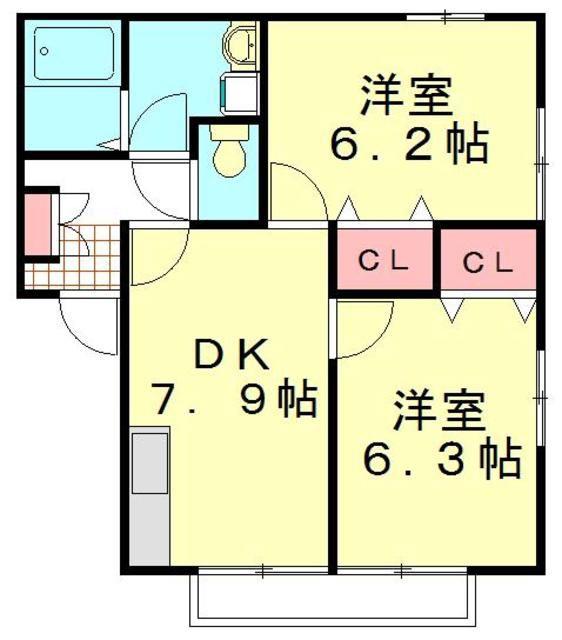グレースコート新座(2DK/1階)の間取り写真