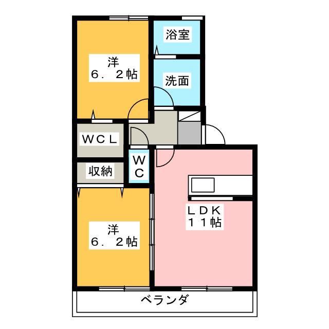 グランデュールもえぎ野(2LDK/3階)の間取り写真