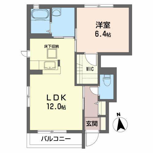 オレンジヒルズ成田A(1LDK/1階)の間取り写真