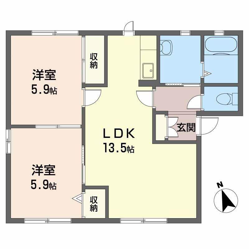 ディアス中島A(2LDK/1階)の間取り写真