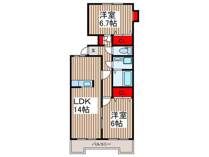 ハイツアセント(2LDK/3階)の間取り写真