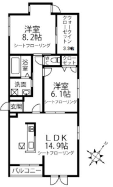 C-COURT OMIYA(2LDK/1階)の間取り写真