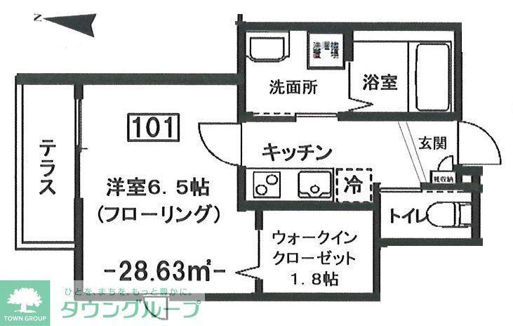 グラシューY・T(1K/1階)の間取り写真