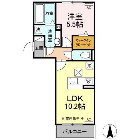 ハレルアナ ウエスト(1LDK/2階)の間取り写真