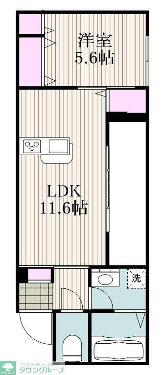 ディアSTIII(1LDK/1階)の間取り写真