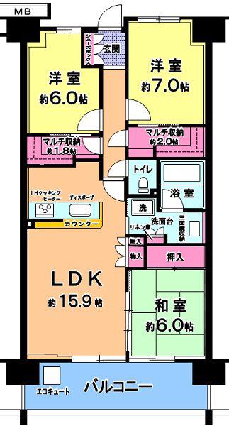 ザ・レジデンス千葉NT中央四番館(3LDK/4階)の間取り写真