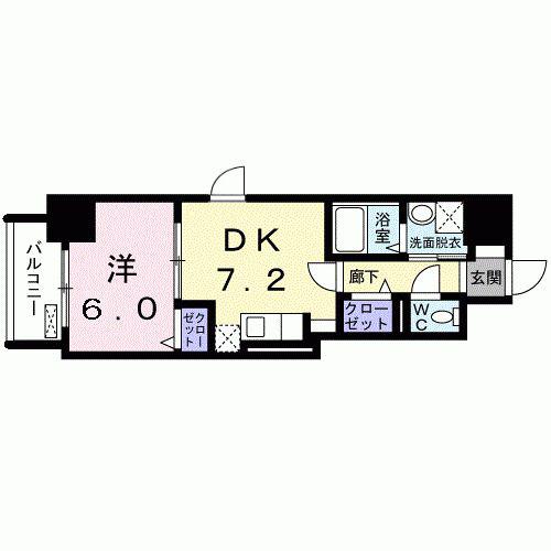 ウエストサイド中山道(1DK/5階)の間取り写真