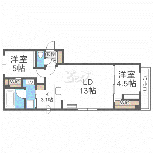 TERRACE WARABI(2LDK/1階)の間取り写真