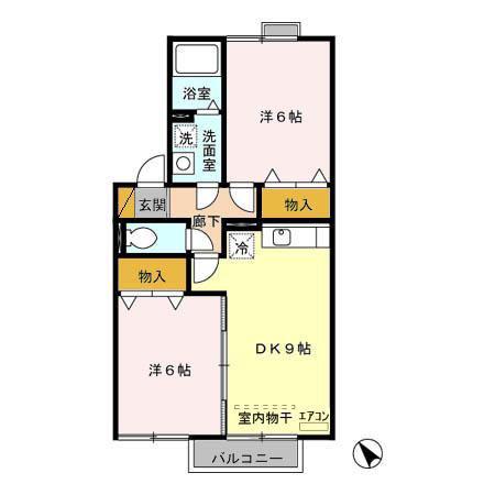 ピア A・C棟(2DK/2階)の間取り写真