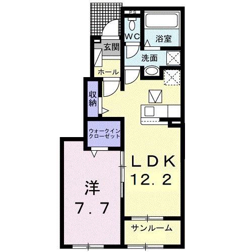 ベルヴィラB(1LDK/1階)の間取り写真