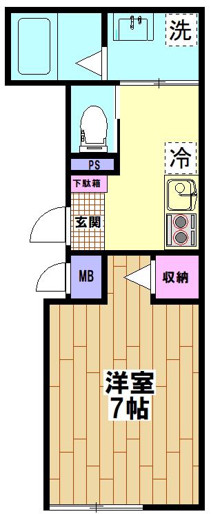 ラピスラズリ南鳩ヶ谷(1K/1階)の間取り写真