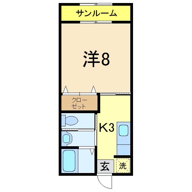 ザイオン(1K/2階)の間取り写真