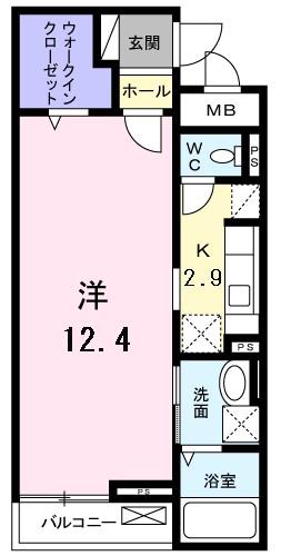 レジデンス若葉II(1K/1階)の間取り写真