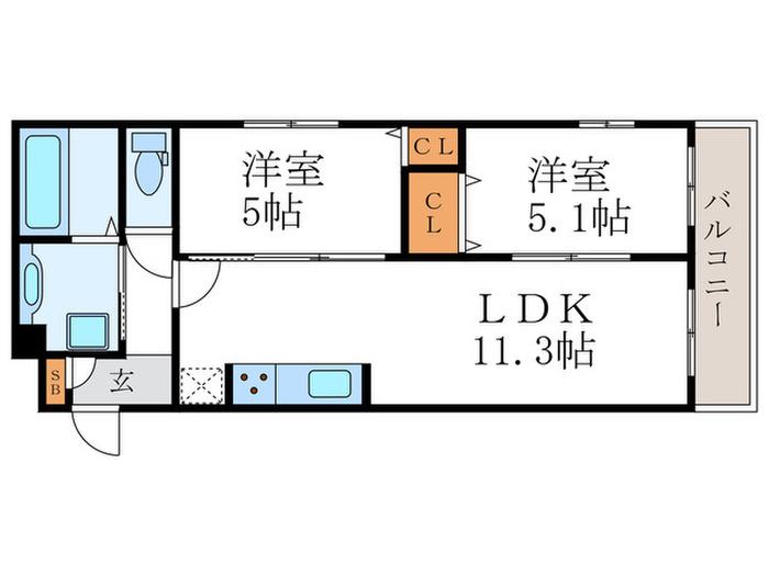 オークテラス西京極(2LDK/3階)の間取り写真