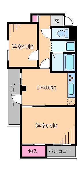 ベルヴュ日吉(2DK/3階)の間取り写真