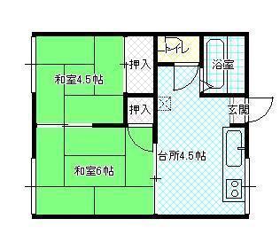 ハイツ富南(2K/2階)の間取り写真