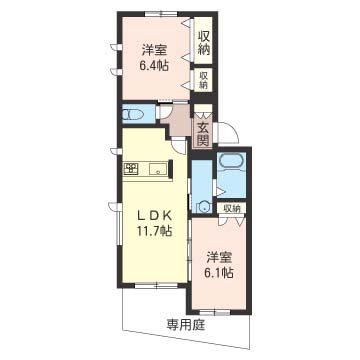 IDAM 1ST(2LDK/1階)の間取り写真