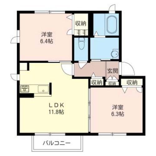 アメニティーN(2LDK/2階)の間取り写真